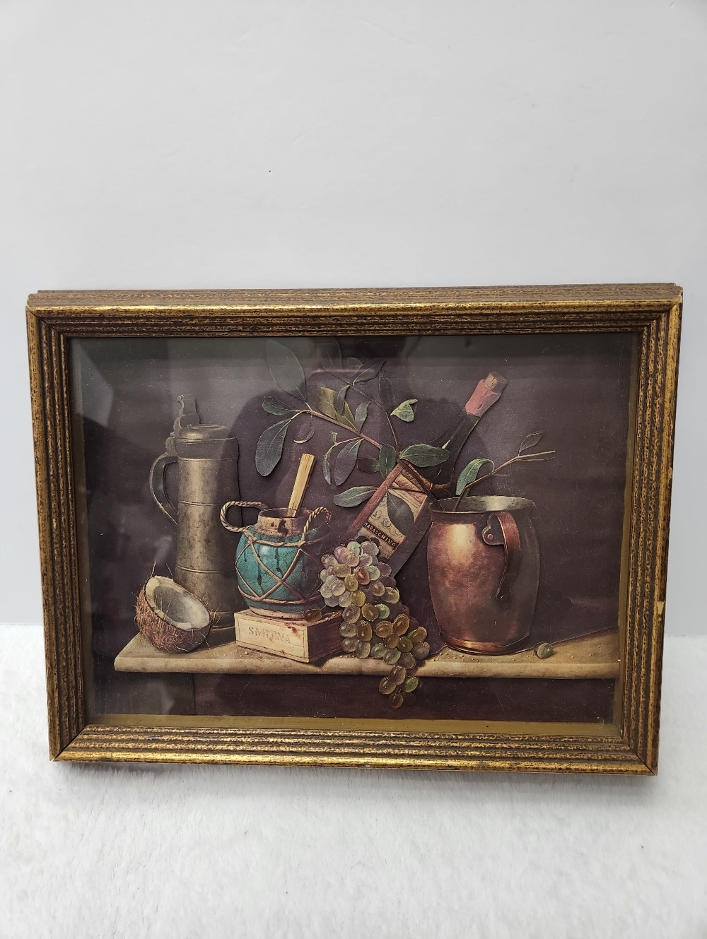 Vintage 3D Paper Tole Shadowbox Art – "Just Dessert" after William Harnett (1971